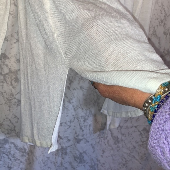 Jones Studio Linen Drape Front Cardigan White Size Medium - Picture 3 of 10